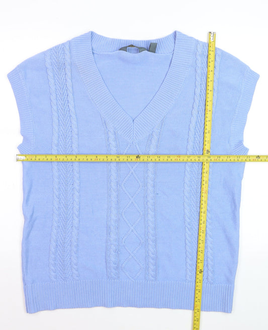 Ruth Langsford Women's Blue V-Neck Cable Knit Sleeveless Vest M