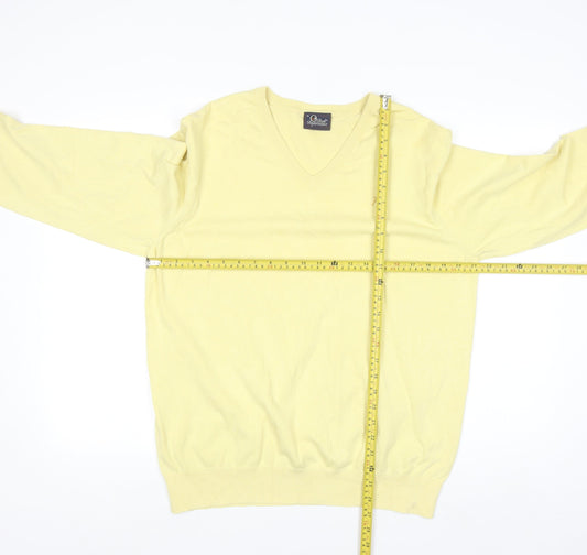 Peak Performance Men's Yellow V-Neck Cotton Knit Jumper XL