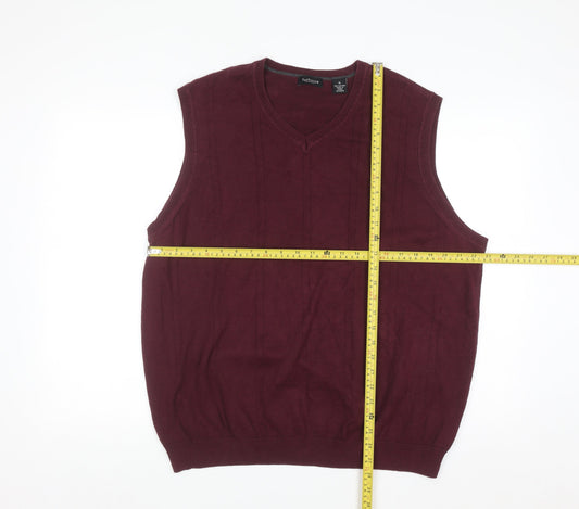 Van Heusen Men's Red Cotton V-Neck Sleeveless Vest XL