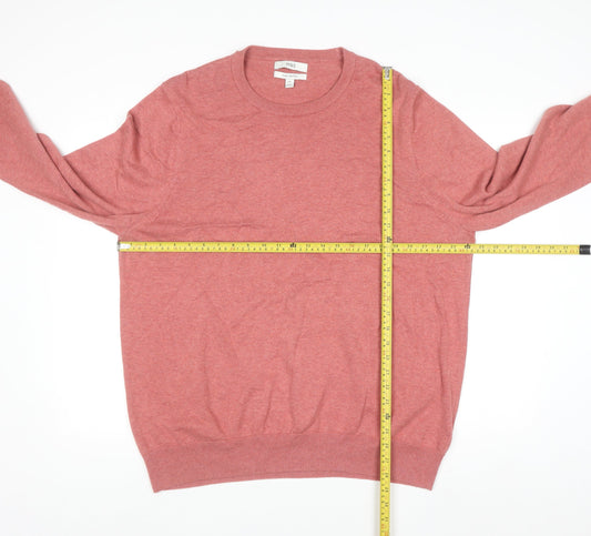 Marks and Spencer Men's Pink 2XL Cotton Crew Neck Jumper