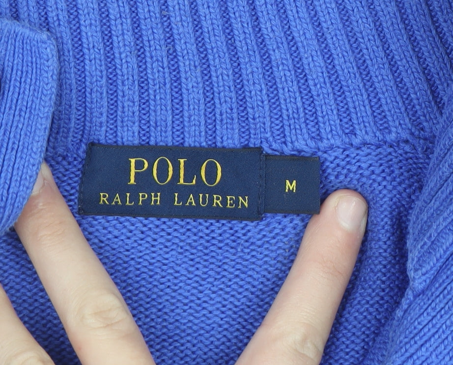 Polo Ralph Lauren Men's Blue Wool Henley Jumper Medium