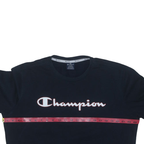 Champion Men's Black Pullover Sweatshirt Large Logo Crew Neck