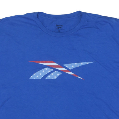 Reebok Men's Blue 2XL Crew Neck Graphic Patriotic Sports T-Shirt