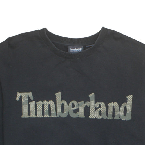Timberland Men Black XL Pullover Sweatshirt Logo Fleece Crew Neck