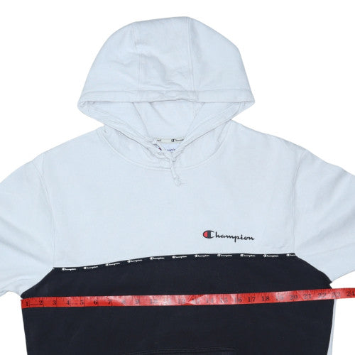 Champion Men's White Pullover Hoodie M Logo Fleece Athleticwear