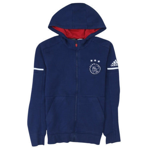 Additional front view of Adidas Ajax Men's Blue Full Zip Hoodie, size 5-6, Teen