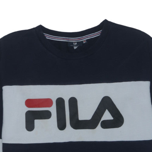 FILA Mens Navy Blue Crew Neck Logo Sweatshirt Size L Cotton Blend