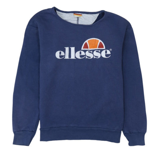 Additional front view of Ellesse Women Navy Blue Crew Neck Logo Sweatshirt, size S