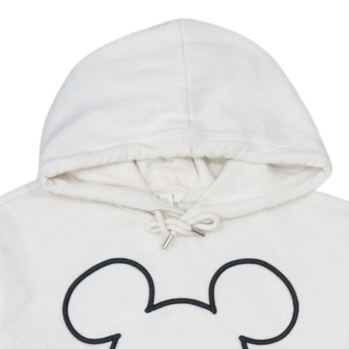 Additional view of H&M Women’s White Disney Mickey Hoodie L 80% Cotton Pullover Hooded Sweatshirt