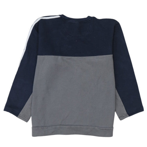 Adidas Womens Grey & Navy Sweatshirt M Crew Neck Logo Pullover
