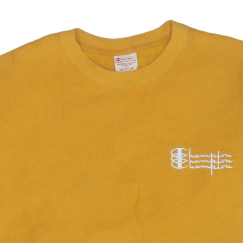 Champion Mens Yellow Crew Neck Sweatshirt M Cotton Blend Pullover