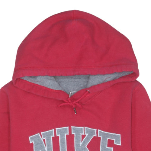Nike Womens Red Pullover Hoodie Small Cotton Blend Logo Style