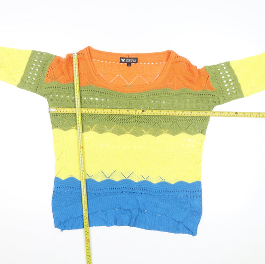 Papillon Women’s Multicoloured Open Knit Pullover Jumper Size S