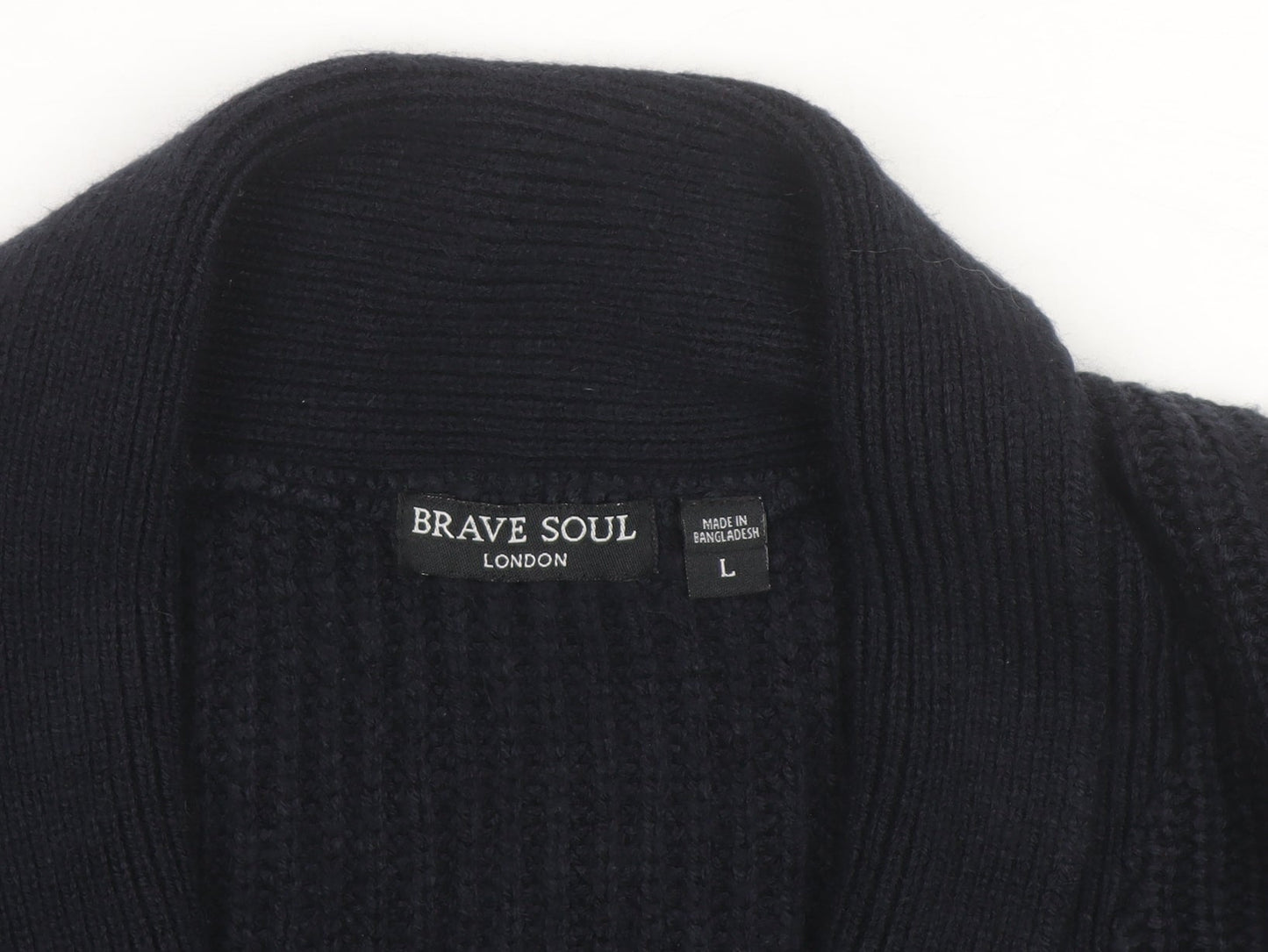 Brave Soul Womens Black Chunky Knit Button Cardigan L