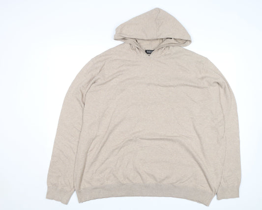 Additional front view of Burton Menswear Beige Cotton Hooded jumper 4XL unisex