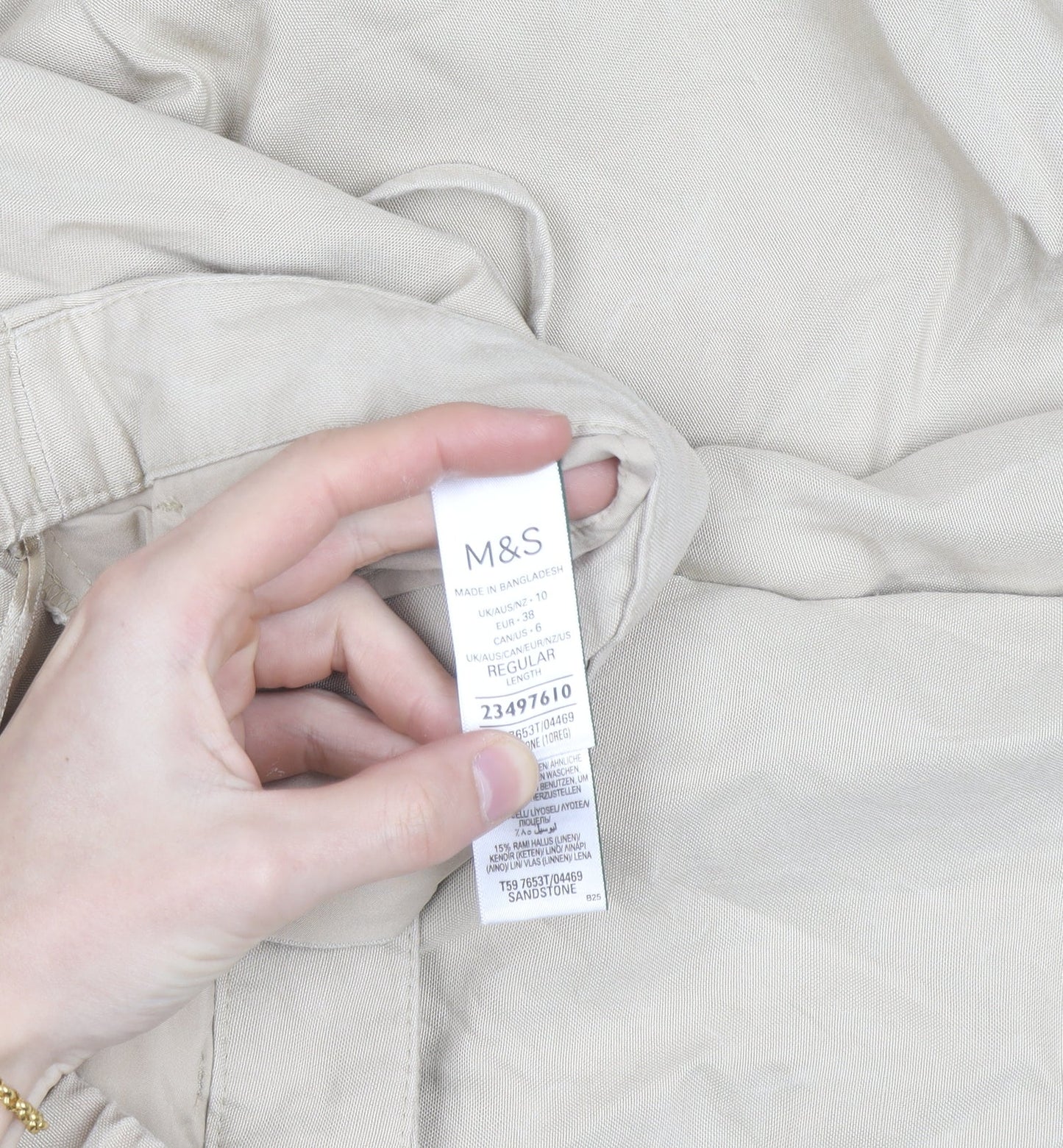Marks and Spencer Womens Beige Wide-Leg Trousers Size 10 Regular