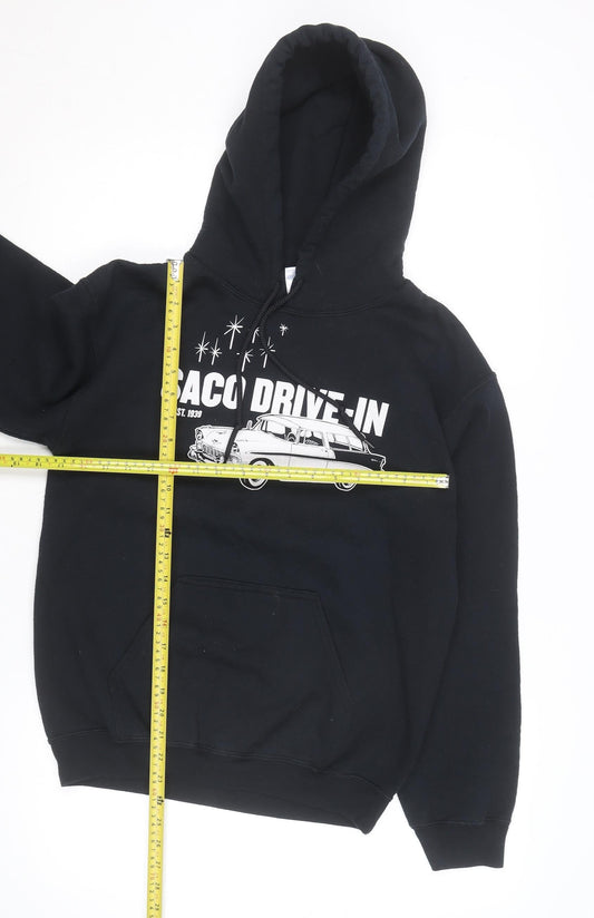 Gildan Men's Black Saco Drive-In Pullover Hoodie Size S