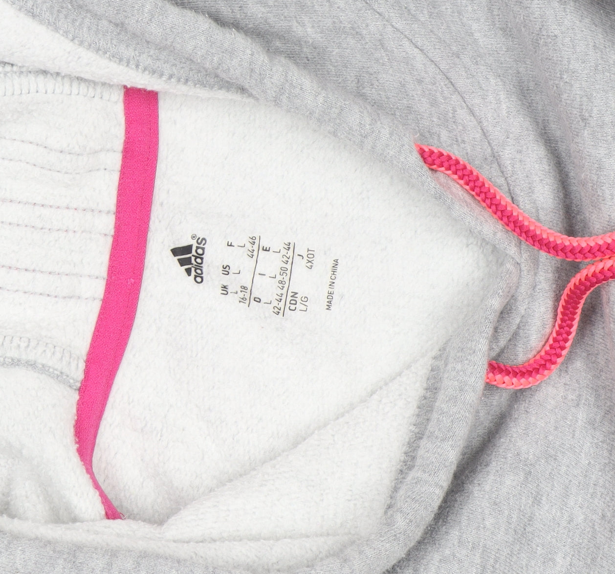 Additional view of Adidas women’s grey hoodie, size L, 16-18 pullover pink logo sportswear