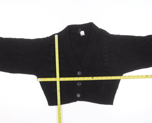 H&M Divided Women's Black Cable Knit V-Neck Cardigan Size 8