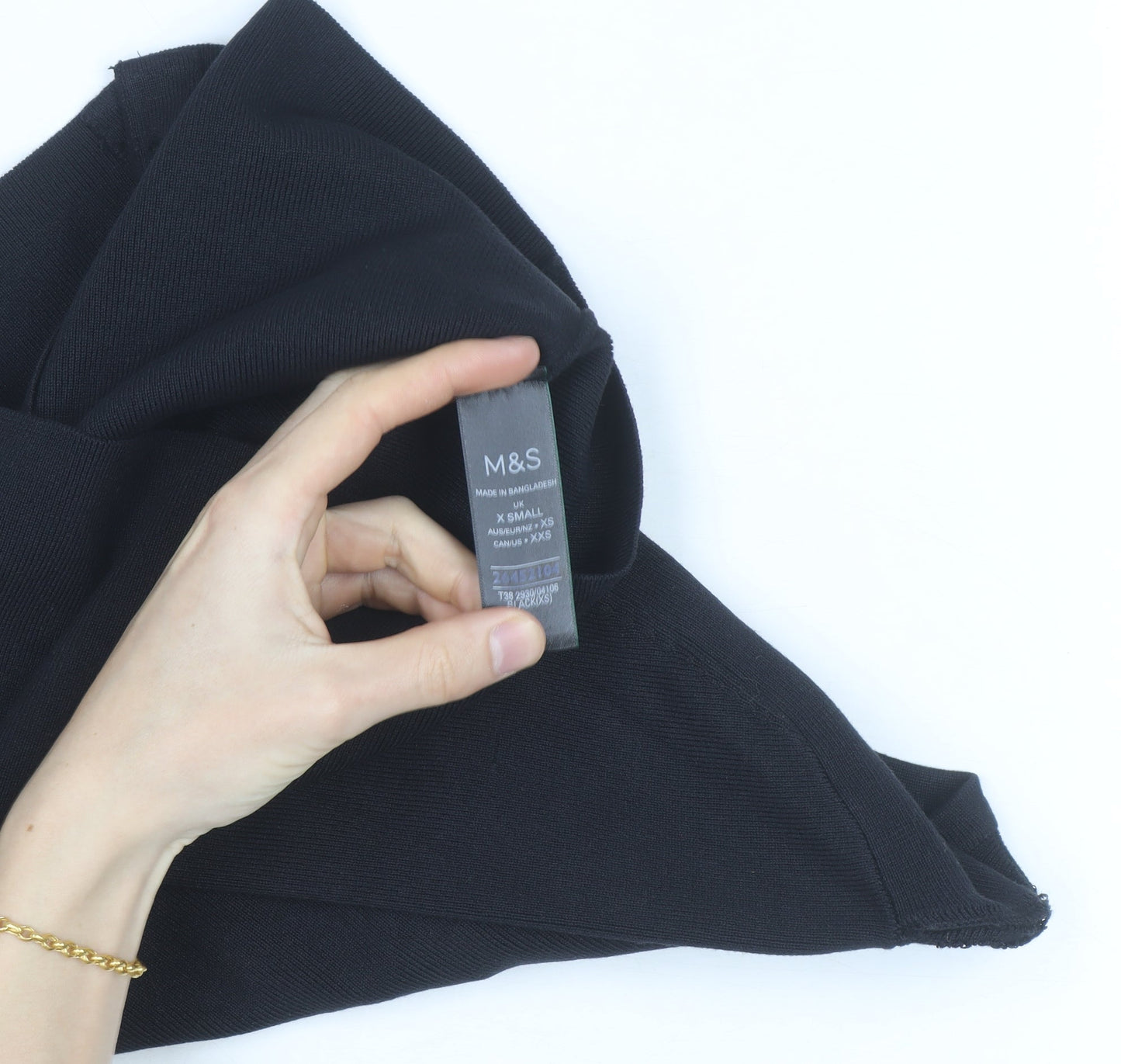 Marks and Spencer Womens Black XS Knit Button-Up 3/4 Sleeve Top