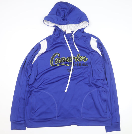 Team 365 Men Blue 2XL Baseball Hooded Track Jacket Polyester