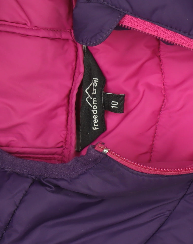 Freedom Trail Womens Purple Hooded Puffer Jacket Size 10