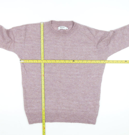 MSCH Copenhagen Pink Alpaca Wool Blend Crew Neck Jumper S