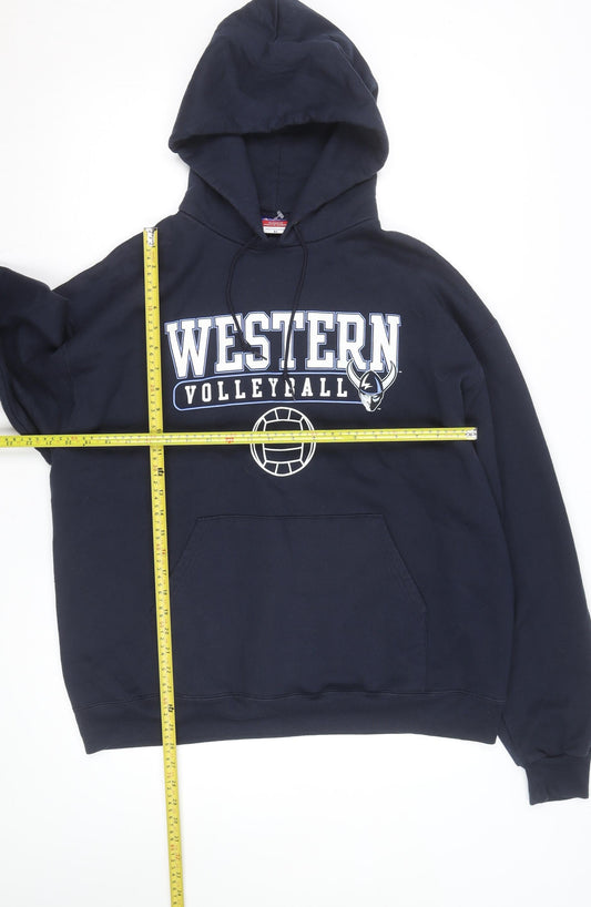 Champion Men's Blue XL Pullover Hoodie Western Volleyball Graphic