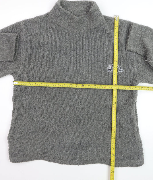 Weird Fish Men's Grey Roll Neck Wool Blend Jumper Size M