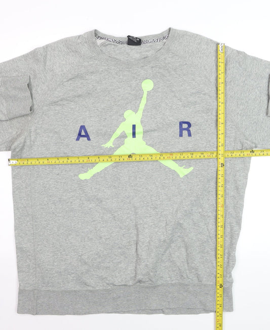 Jordan Men's Grey XL Pullover Sweatshirt Air Logo Crew Neck Fleece