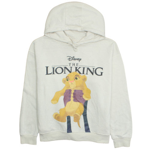 Front view of Disney The Lion King unisex white pullover hoodie l graphic fleece