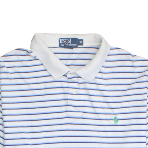 Ralph Lauren Men's White Blue Striped Polo Shirt XL