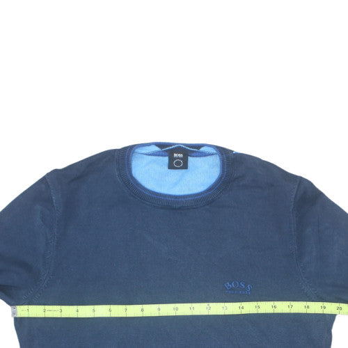 Hugo Boss Men's Blue Cotton Blend Crew Neck Pullover Jumper M