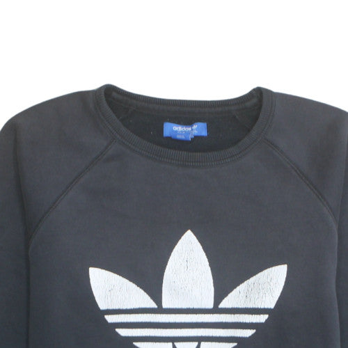 Adidas Men's Black Trefoil Crew Neck Sweatshirt Size M Regular Fit