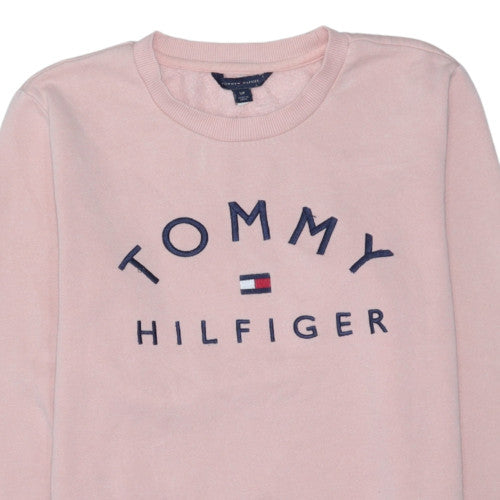 Tommy Hilfiger Women Pink Cotton Blend Sweatshirt Size M Crew Neck