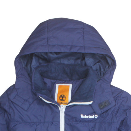 Additional view of Timberland boys’ blue hooded puffer jacket, size 12, years winter coat