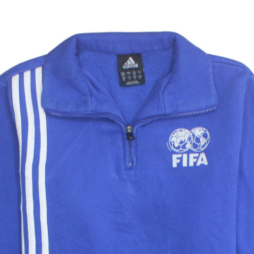 Additional view of Adidas men’s blue fifa 1/4 zip sweatshirt small sports logo