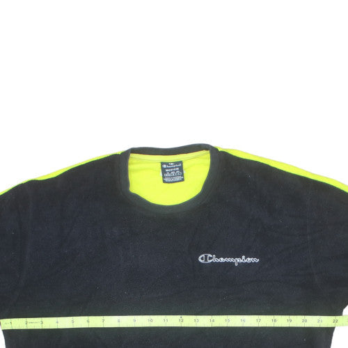 Champion Mens Black Neon Pullover Sweatshirt Medium Fleece Logo