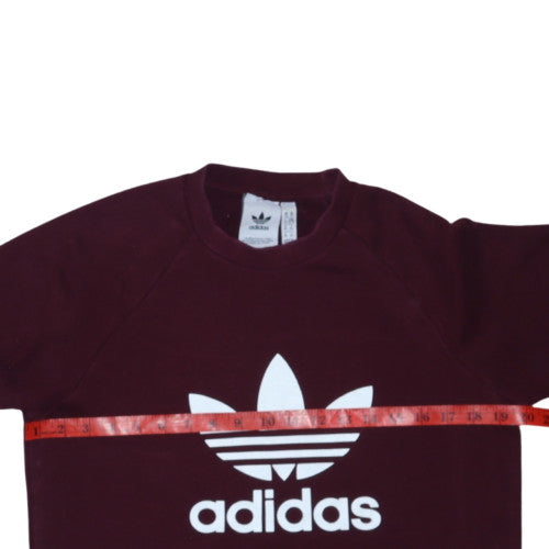 Adidas Womens Burgundy Crew Neck Pullover Sweatshirt XS