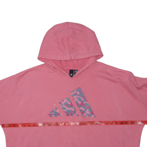 Adidas Womens Pink Hooded Pullover Sweatshirt Size 16 L 100% Cotton
