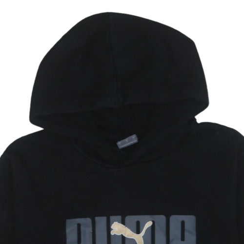 Puma Mens Black L Pullover Hoodie Sportswear Logo Hooded Sweatshirt
