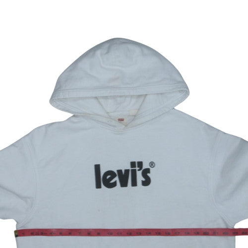 Levi's Men's White Pullover Hoodie L Relaxed Fit Logo Sweatshirt