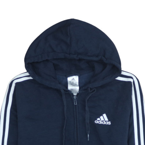 Adidas Mens Blue Full Zip Hoodie Medium Sports Fleece Sweatshirt