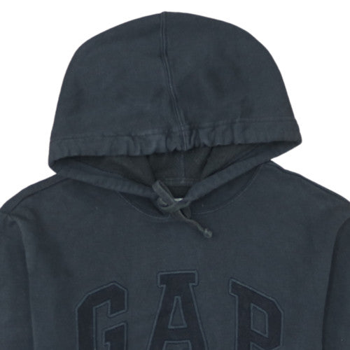 GAP Womens Black XS Pullover Hoodie Cotton Blend Logo Casual