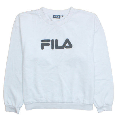 Additional front view of Fila women’s white xl pullover sweatshirt logo print casual