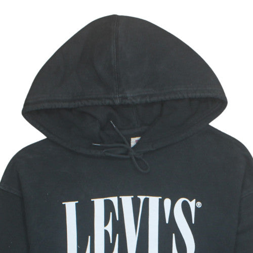 Levi's Men's Black Pullover Hoodie M Relaxed Fit Fleece Logo Sweatshirt