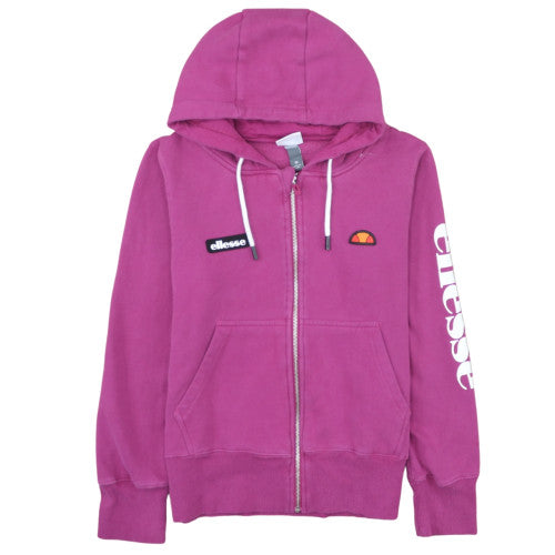Additional front view of Ellesse women’s pink full zip hoodie, size UK 10, hooded sweatshirt