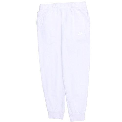 Nike Womens White Fleece Jogger Trousers L Elastic Waist