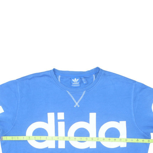Adidas Women Blue XL Pullover Sweatshirt Crew Neck Logo Print