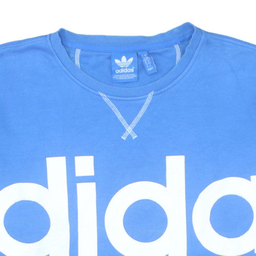 Adidas Women Blue XL Pullover Sweatshirt Crew Neck Logo Print